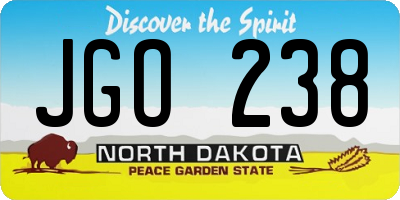 ND license plate JGO238