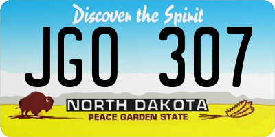 ND license plate JGO307