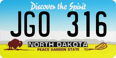 ND license plate JGO316