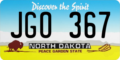 ND license plate JGO367