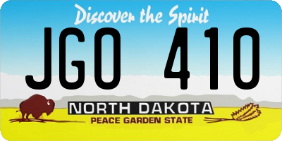 ND license plate JGO410
