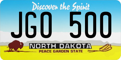 ND license plate JGO500