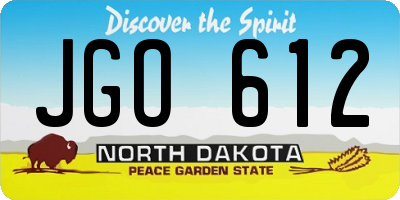 ND license plate JGO612