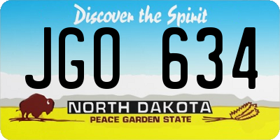 ND license plate JGO634