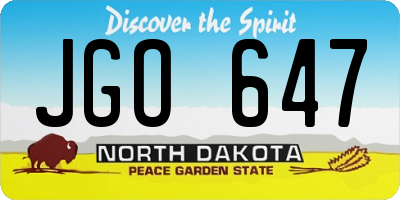ND license plate JGO647