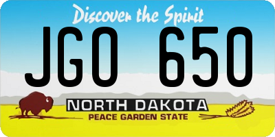 ND license plate JGO650