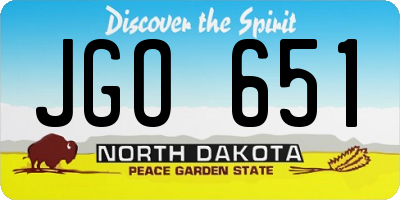 ND license plate JGO651