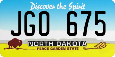ND license plate JGO675