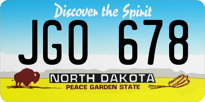 ND license plate JGO678