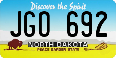 ND license plate JGO692