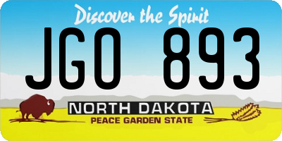 ND license plate JGO893
