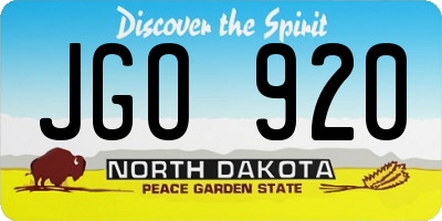 ND license plate JGO920