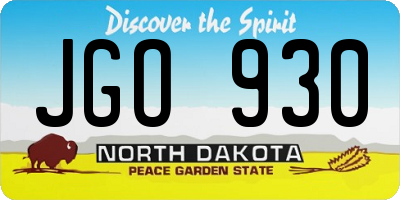 ND license plate JGO930
