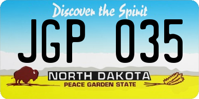 ND license plate JGP035