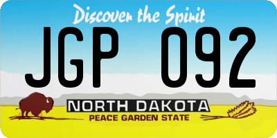ND license plate JGP092