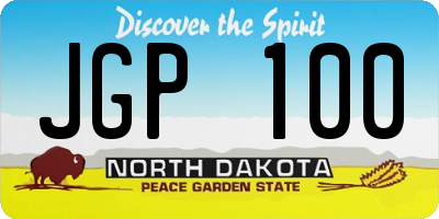 ND license plate JGP100