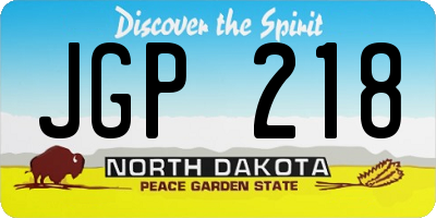 ND license plate JGP218