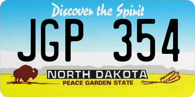 ND license plate JGP354
