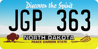 ND license plate JGP363