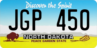 ND license plate JGP450