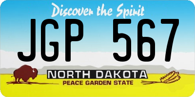 ND license plate JGP567