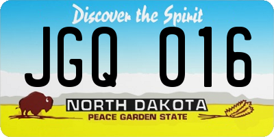 ND license plate JGQ016