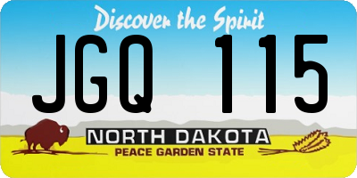 ND license plate JGQ115