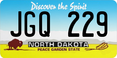 ND license plate JGQ229