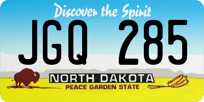 ND license plate JGQ285