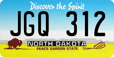 ND license plate JGQ312
