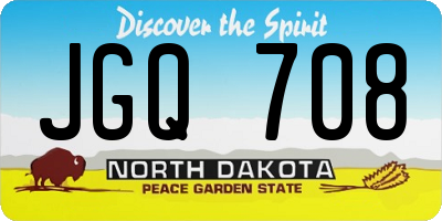 ND license plate JGQ708