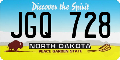 ND license plate JGQ728