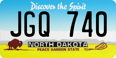 ND license plate JGQ740