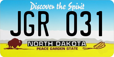 ND license plate JGR031