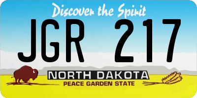 ND license plate JGR217