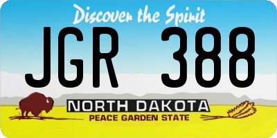 ND license plate JGR388