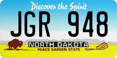 ND license plate JGR948