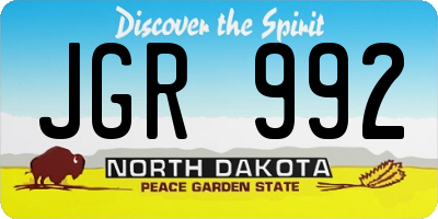 ND license plate JGR992