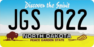 ND license plate JGS022