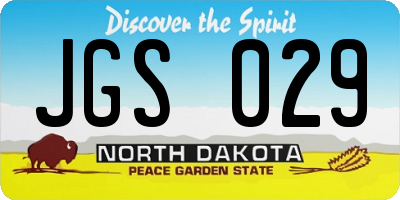 ND license plate JGS029