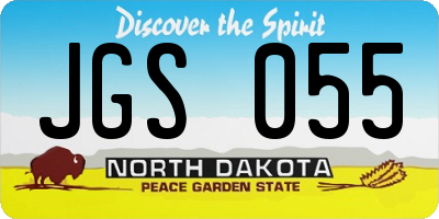 ND license plate JGS055