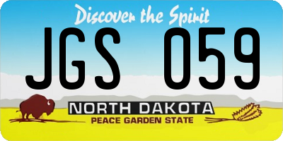 ND license plate JGS059