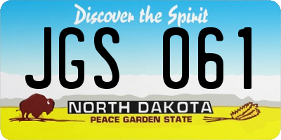 ND license plate JGS061