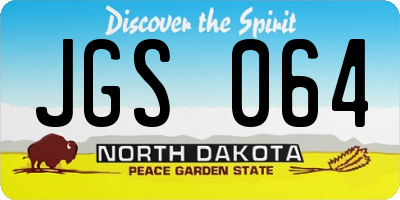 ND license plate JGS064