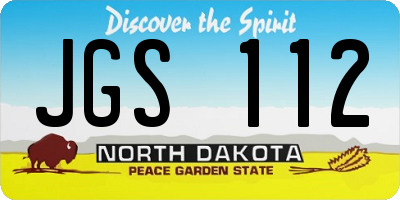 ND license plate JGS112