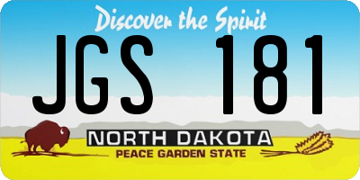 ND license plate JGS181