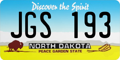 ND license plate JGS193