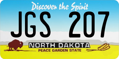 ND license plate JGS207