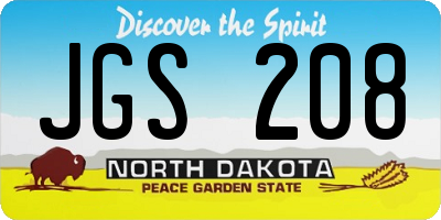 ND license plate JGS208