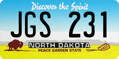 ND license plate JGS231